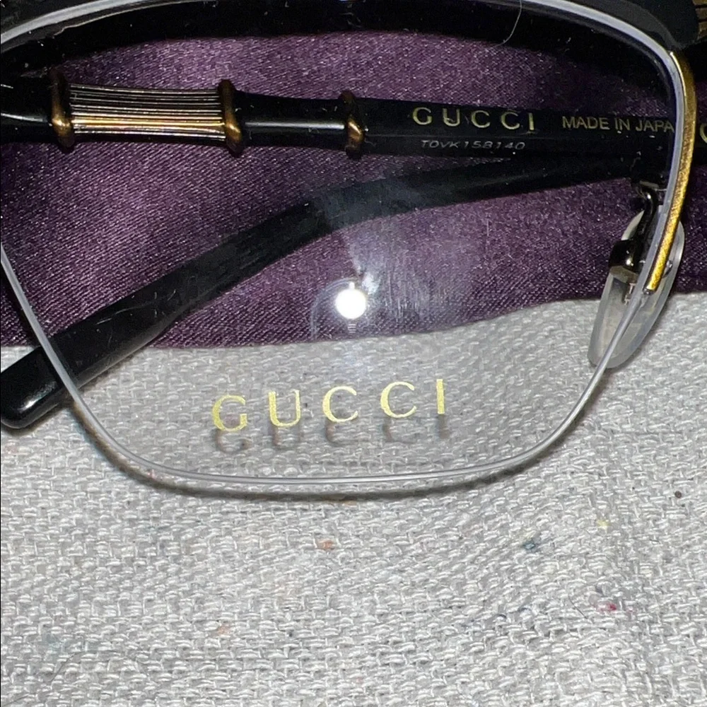Gucci Black and Gold Eyeglasses with Case